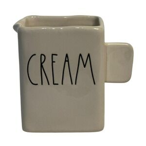 Rae Dunn Square Ceramic Creamer Artisan Collection White Coffee Creamer Magenta